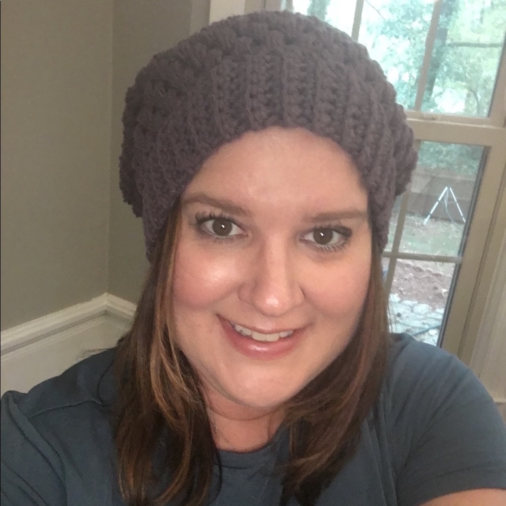 Slouchy crochet beanie.